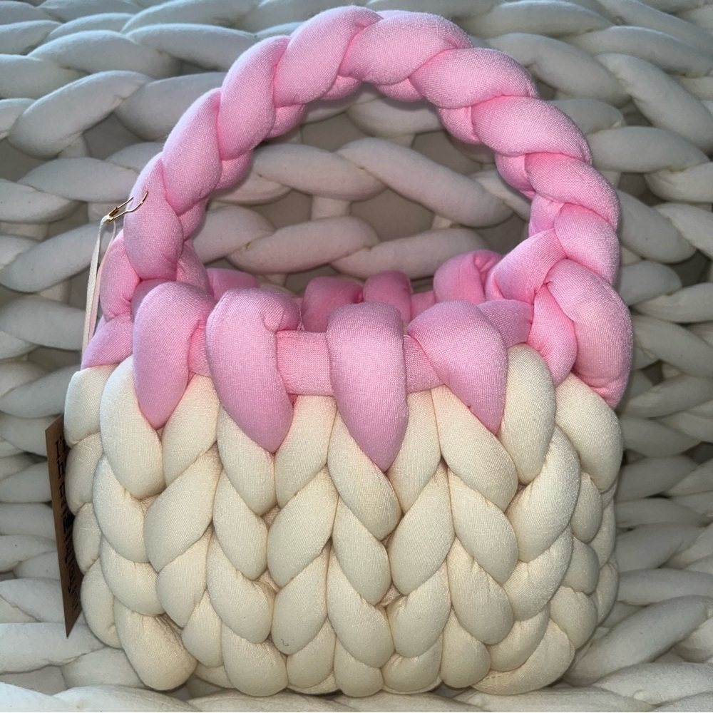 Pink & Cream Knitted Purse
